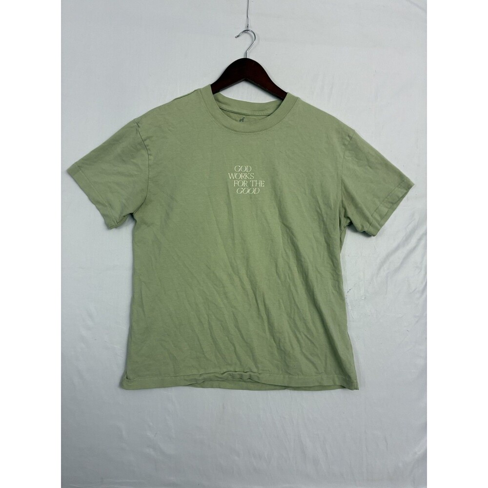 God Works for the Good Sage Green Christian Graphic T Shirt Size Small - Picture 2 of 7